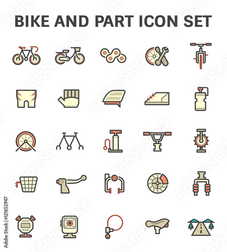 Bike and part vector icon set.
