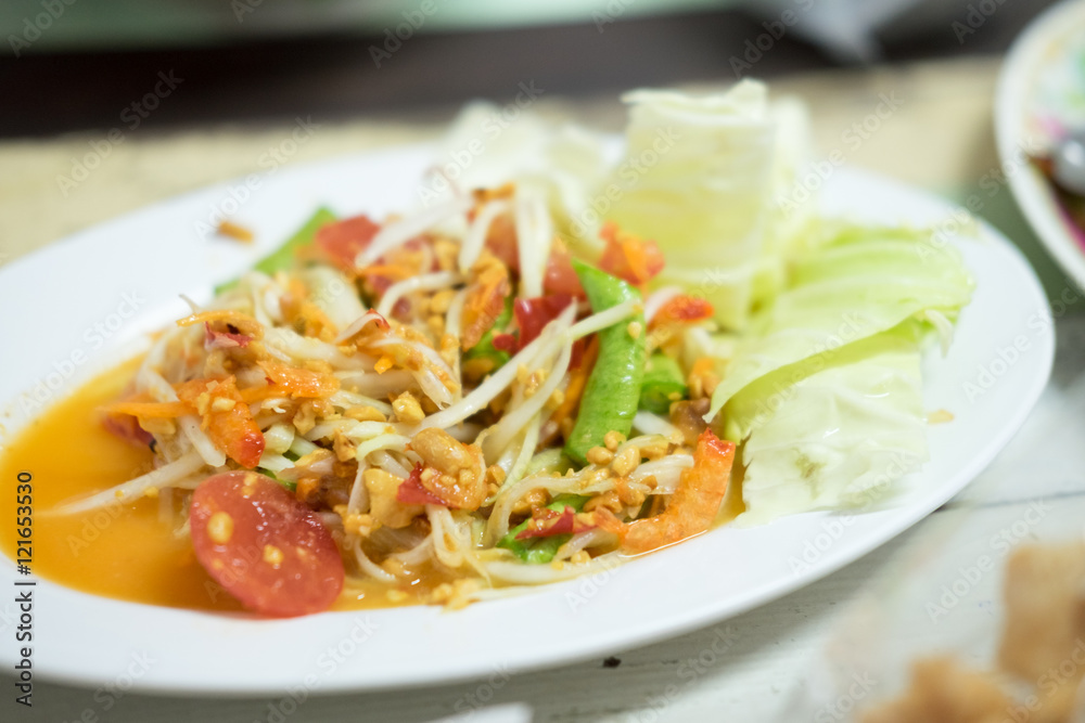 Thai papaya salad, Som Tum from Thailand Thai papaya salad, Som Tum from Thailand