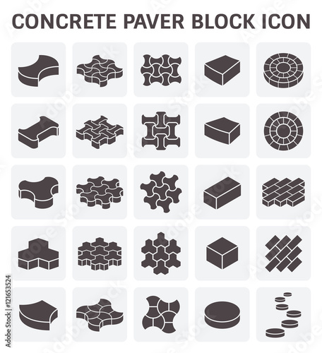 Concrete paver block or paver brick vector icon sets.