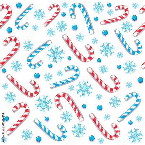candy canes and snowflakes seamless pattern
