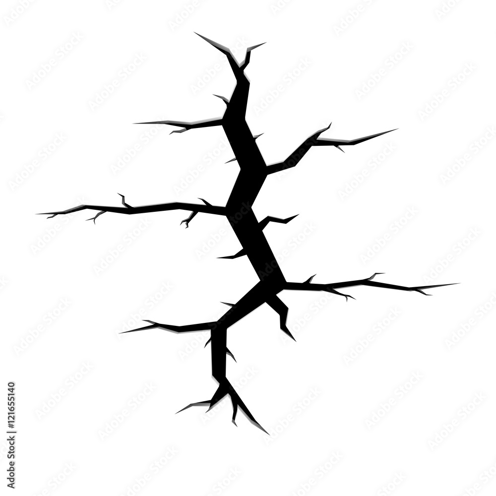 Fototapeta premium Cartoon Style Cracked Hole in Ground Isolated on White 3D Illustration