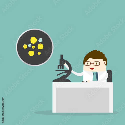 superbugs various bacteria and microbes cartoon vector illustration, Lab test for find to heal up from superbugs