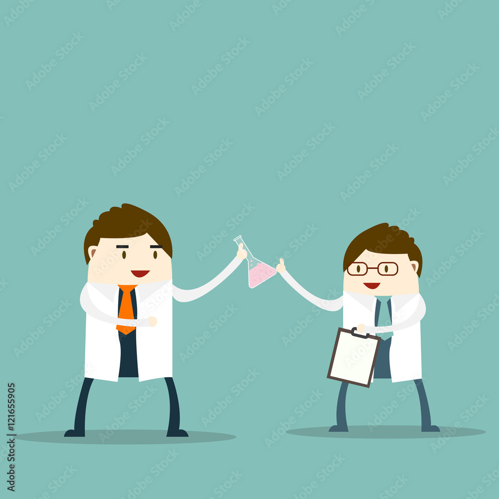 Doctor and flask chemical lab test. Doctor and flask chemical lab test.