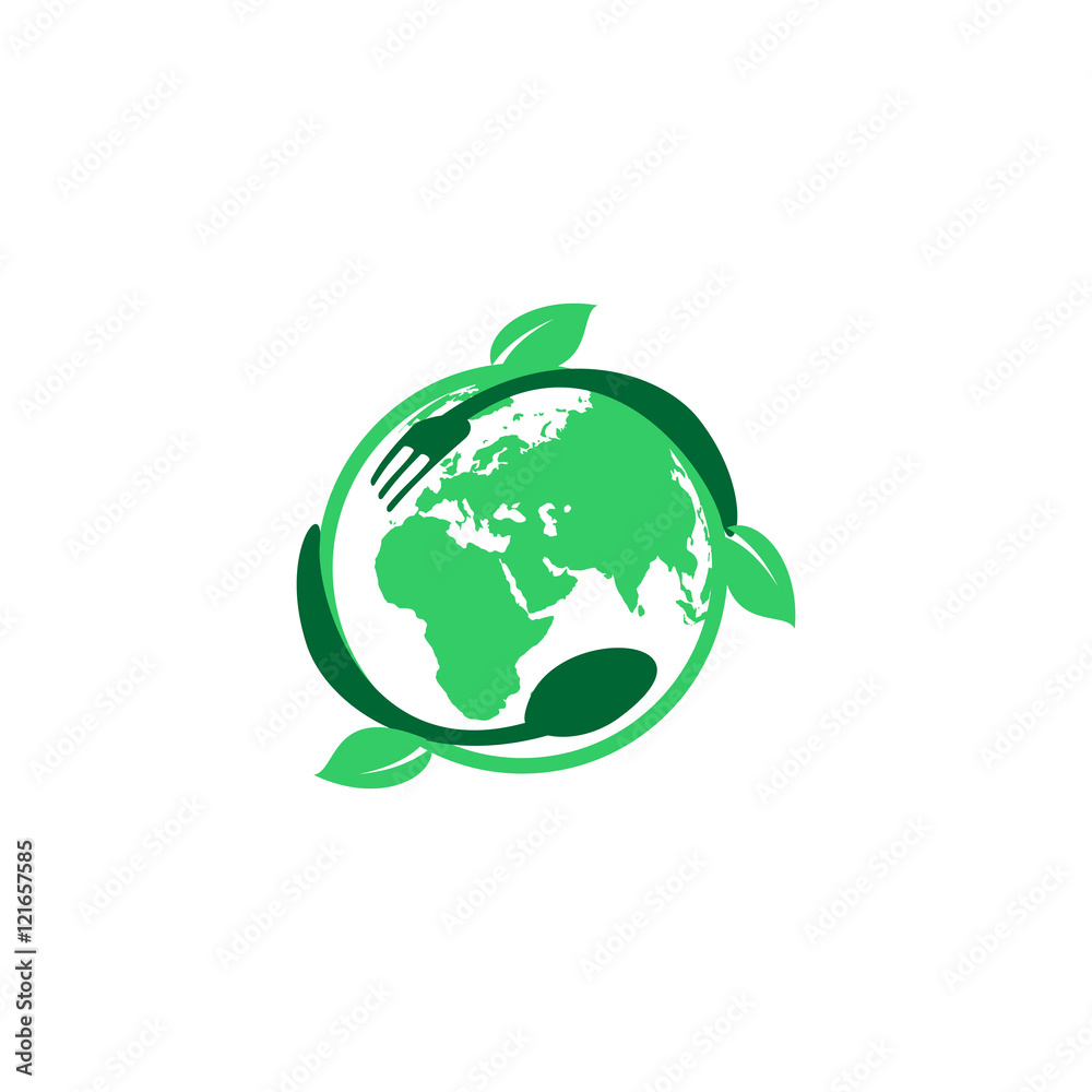 Eco Green World Food Logo