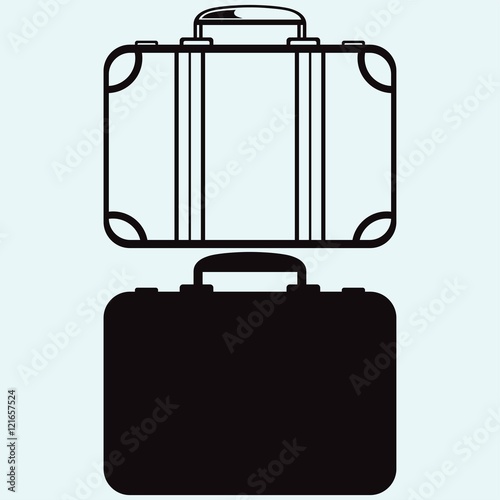 Travel Suitcase. Isolated on blue background. Vector silhouettes