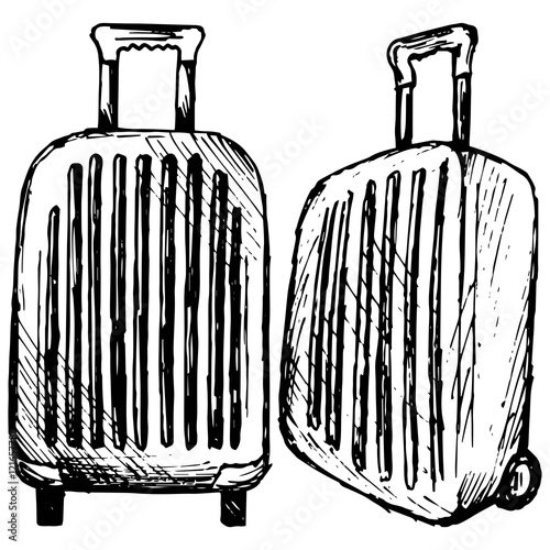 Suitcase Travel. Vector illustration, doodle style