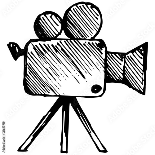 Camcorder. Vector illustration, doodle style