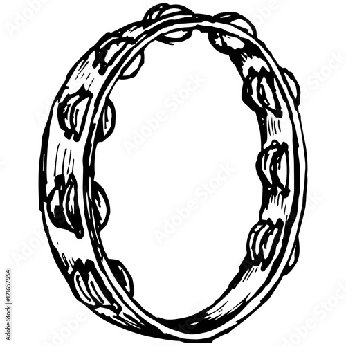 Tambourine. Vector illustration, doodle style