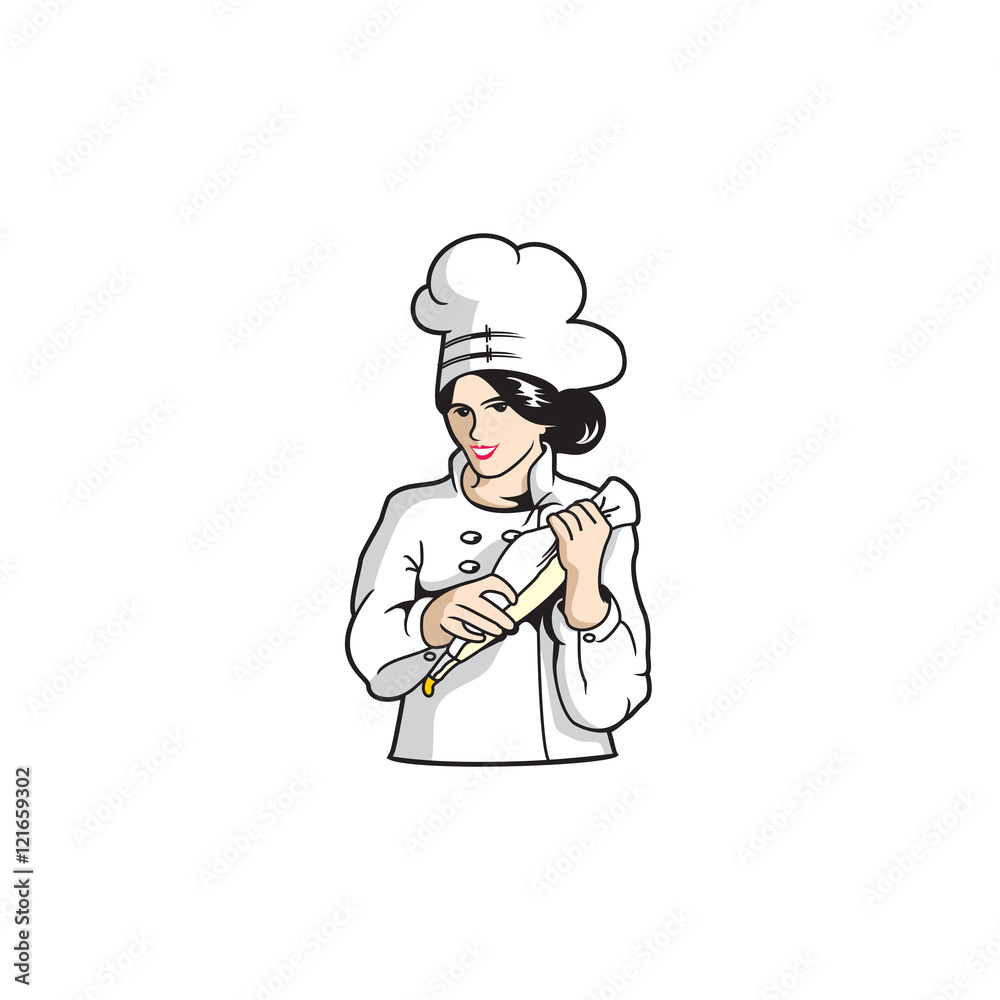 Female Girl Woman Bakery Chef Pastry Pâtissière Character Illustration Logo Vector Image Female Girl Woman Bakery Chef Pastry Pâtissière Character Illustration Logo Vector Image