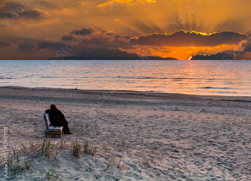 Seascape with a colorful sunset