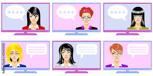 Professional Women with eyeglasses in TV