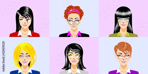 Beautiful secretariats with different eyeglasses