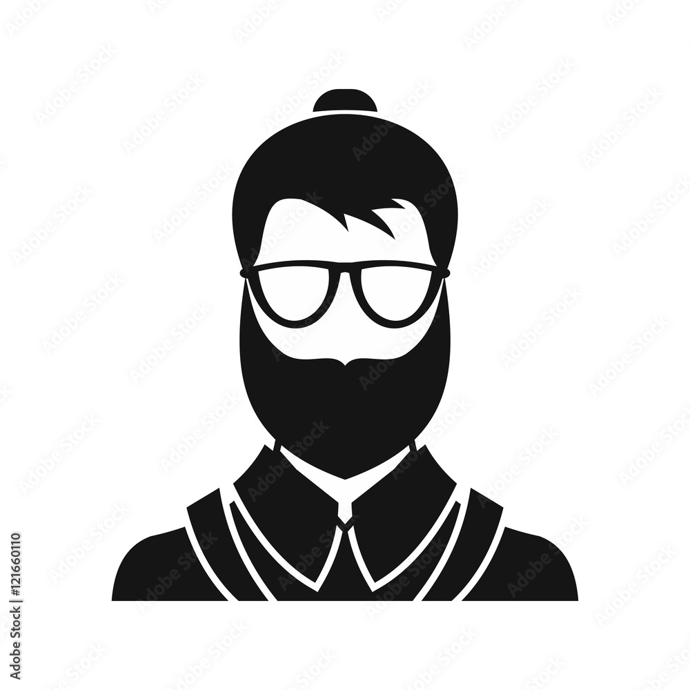Hipsster man icon in simple style on a white background vector illustration Hipsster man icon in simple style on a white background vector illustration