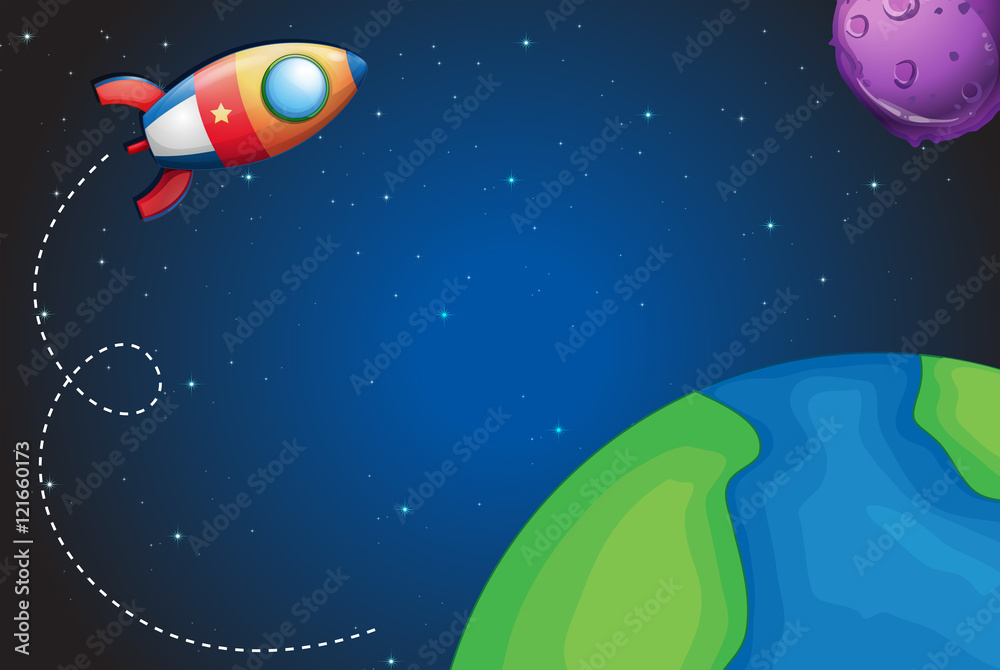 Spaceship flying over the earth Spaceship flying over the earth