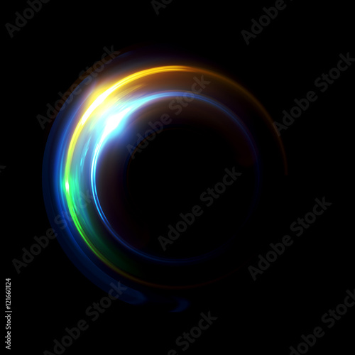 Abstract ring background with luminous swirling backdrop. Glowing spiral. The energy flow tunnel. Shine round frame with light circles light effect. Glowing cover. Space for your message.
