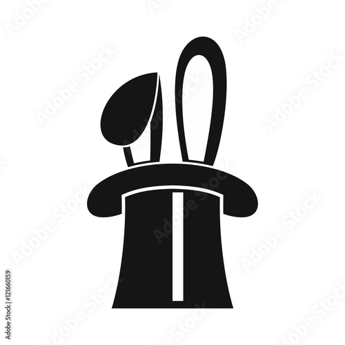Rabbit appearing from a top magic hat icon in simple style on a white background vector illustration