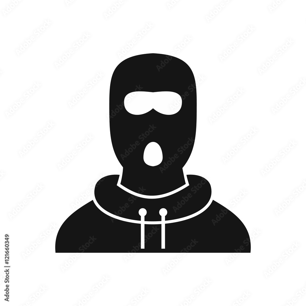 Fototapeta premium Man in balaclava icon in simple style on a white background vector illustration