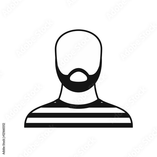 Bearded man in prison garb icon in simple style on a white background vector illustration