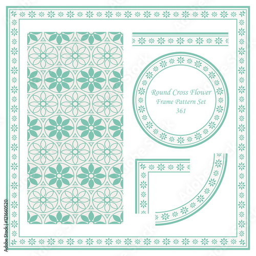 Vintage Border Pattern 361 Round Cross Flower