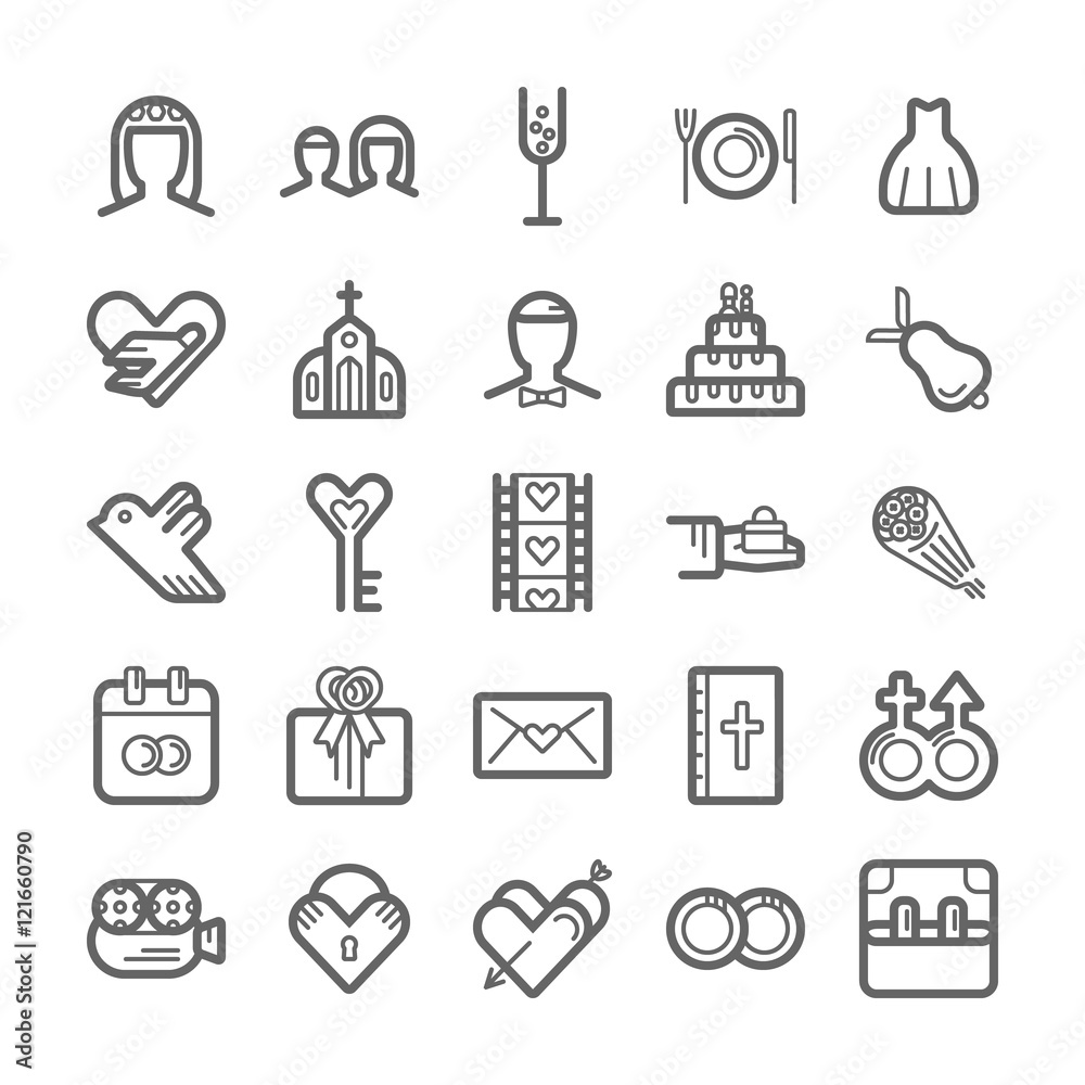 Outline icon set - wedding Outline icon set - wedding