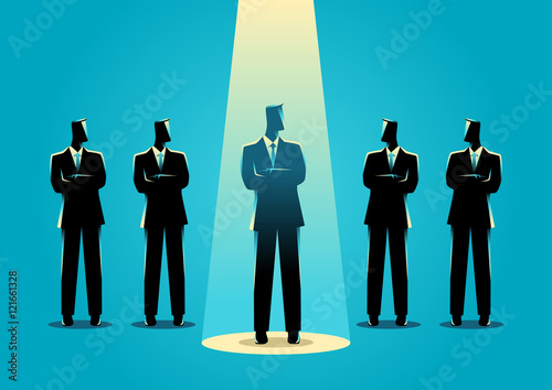 Businessman being spotlighted