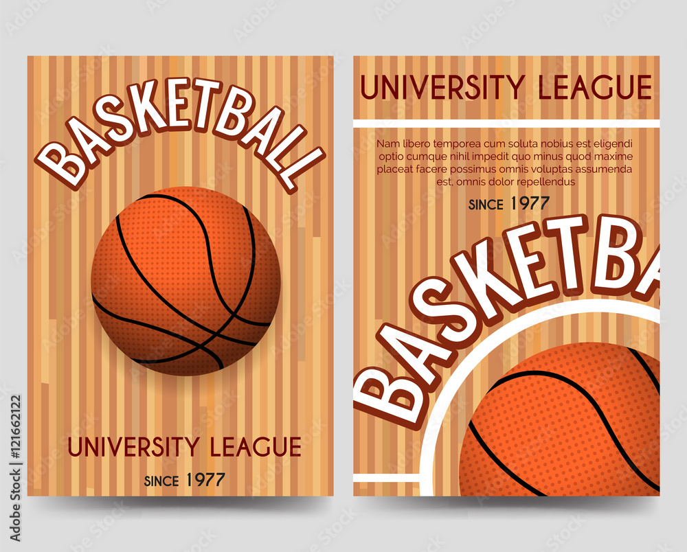 Φωτογραφία Univercity basketball brochure flyer template with basketball ball and place for text