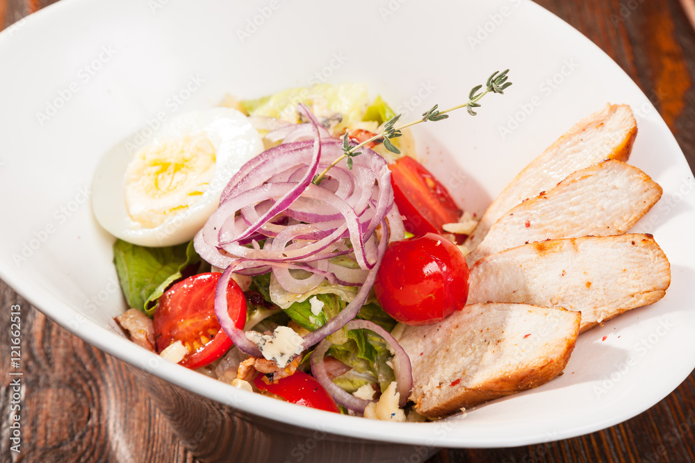 chicken breast salad with cherry tomatoes and egg chicken breast salad with cherry tomatoes and egg