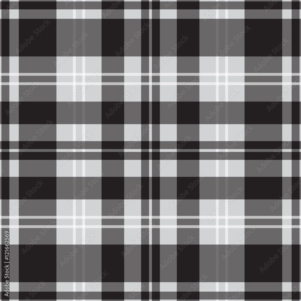 seamless black, white tartan with squares, stripes