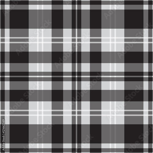 seamless black, white tartan with squares, stripes