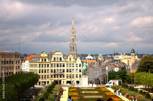 City of Brussels - capital of Belgium. View from Mountain of Arts  Mont des Arts .