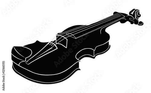 Black - White Musical instrument violin.
