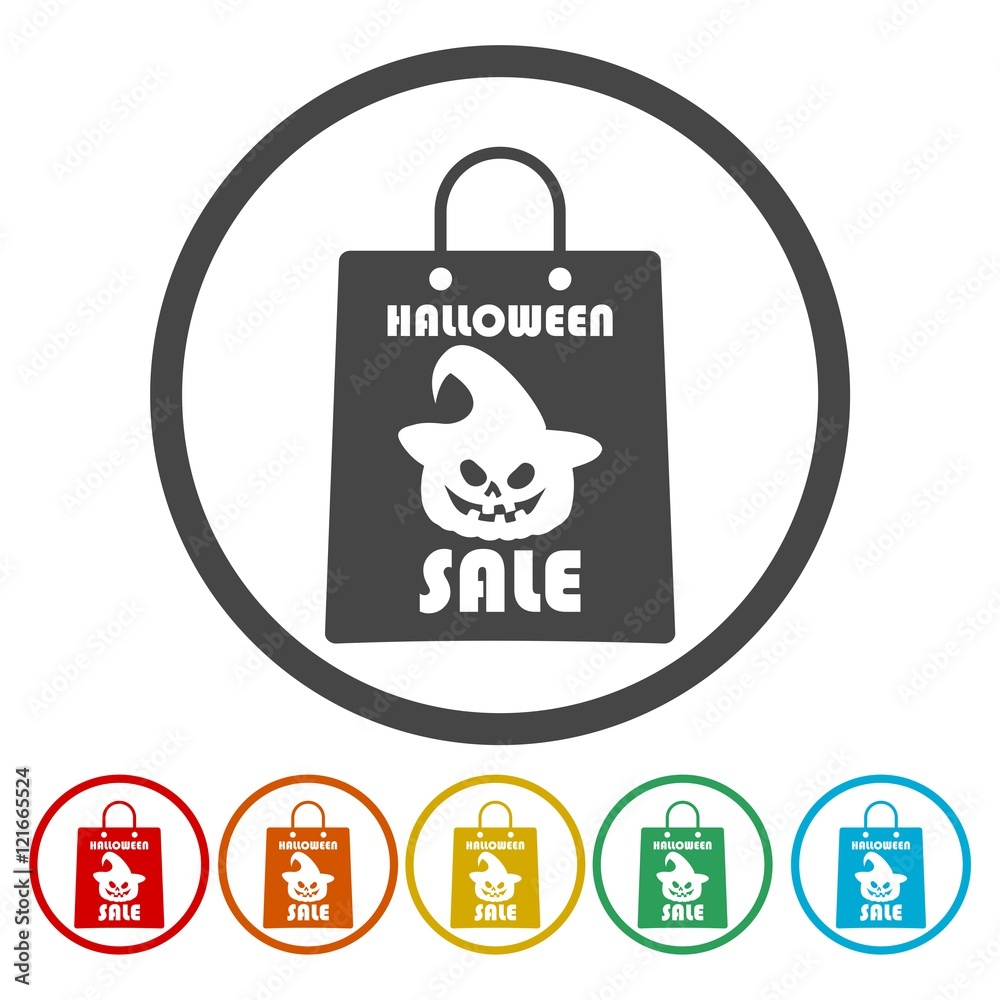Halloween sale background with scary shopping bags design.