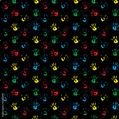 Seamless pattern hand print colored