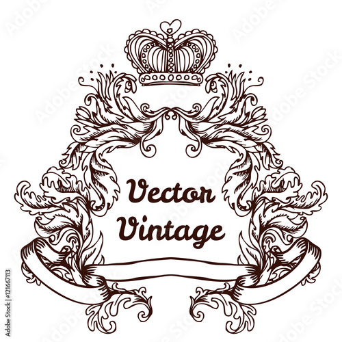 Crest with vintage style design elements, use for logo, frame