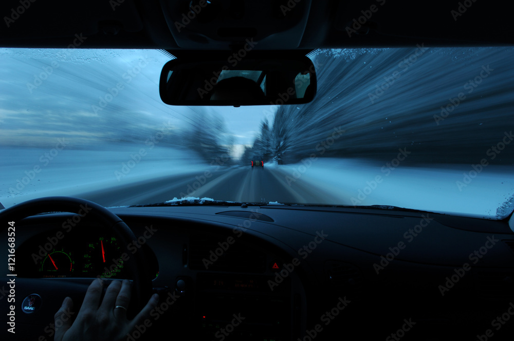 Driving car at winter Driving car at winter