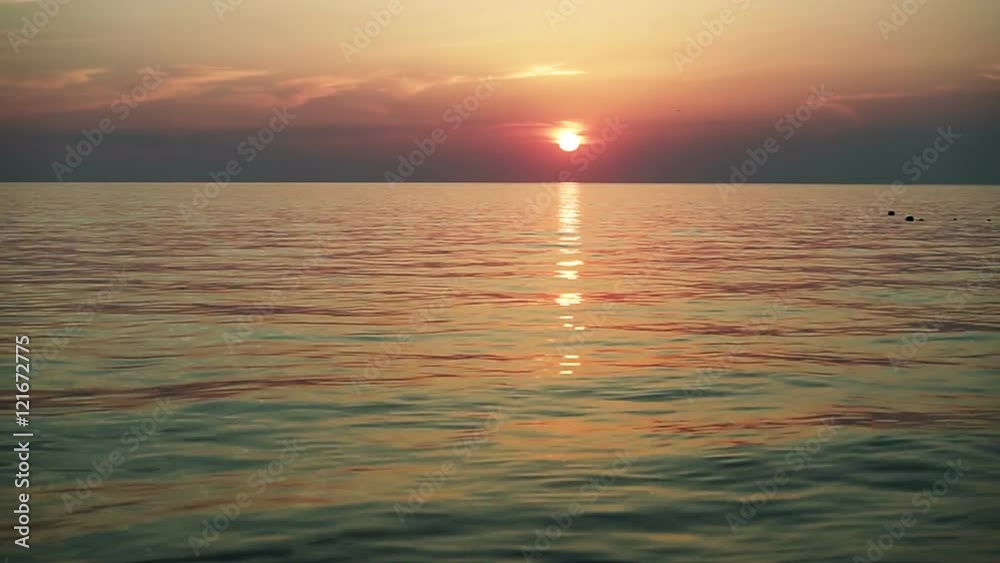 Seascape. Sunset. Calm sea in the setting sun. Wide angle. HD Seascape. Sunset. Calm sea in the setting sun. Wide angle. HD