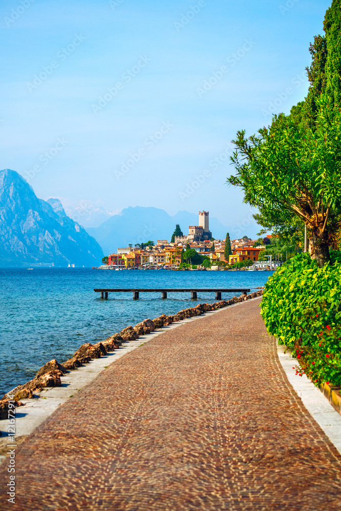 Picturesque view to old town Malcesine Garda