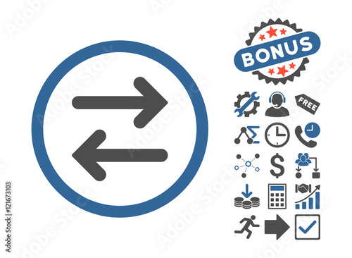 Flip Horizontal pictograph with bonus design elements. Vector illustration style is flat iconic bicolor symbols, cobalt and gray colors, white background.