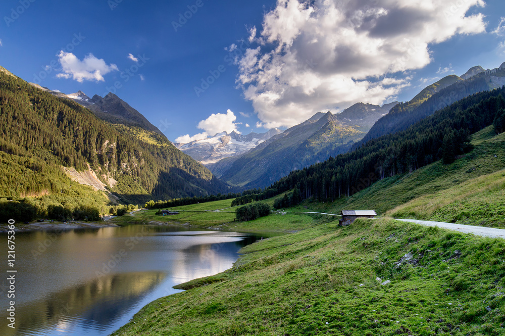 Durlassboden reservoir in the Zillertal Alps, Austria Durlassboden reservoir in the Zillertal Alps, Austria