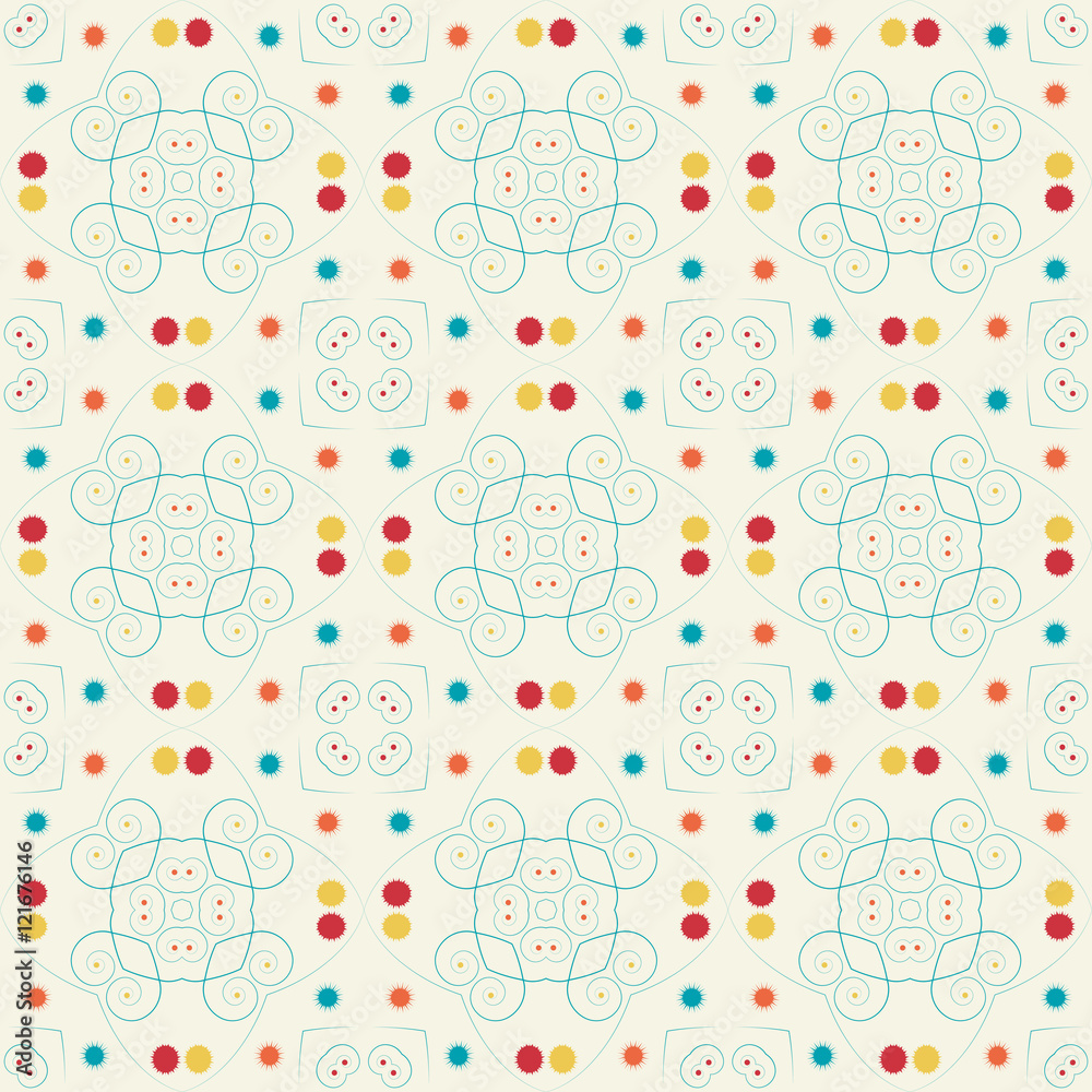 Seamless light pattern with lines and points. Seamless pattern with lines and dots on the light background. Seamless light pattern with lines and points. Seamless pattern with lines and dots on the light background.