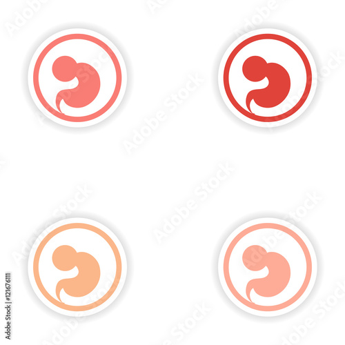Set paper stickers on white background embryo in the womb