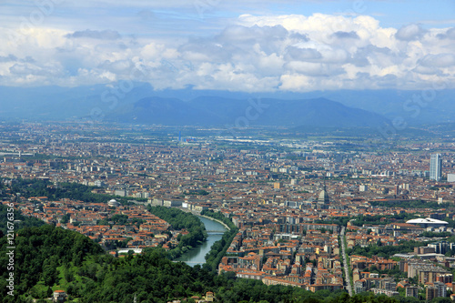 View of the city of Turin from Superga, Turin, Italy