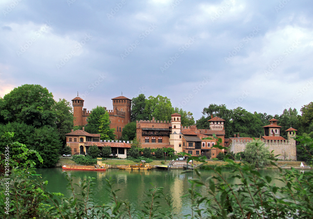 Fototapeta premium The Medieval castle in Turin, Borgo Medievale, Torino, Italy
