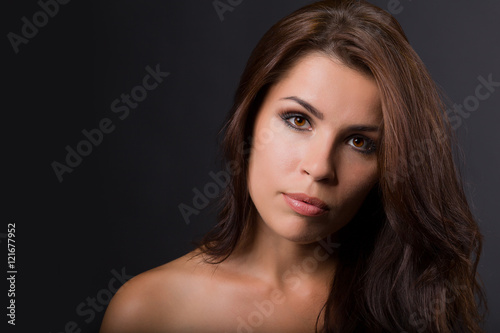 beautiful woman on dark background