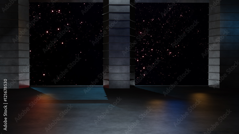Naklejka premium Space environment, ready for comp of your characters.3D rendering