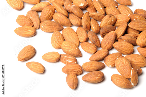 almond nuts on white background