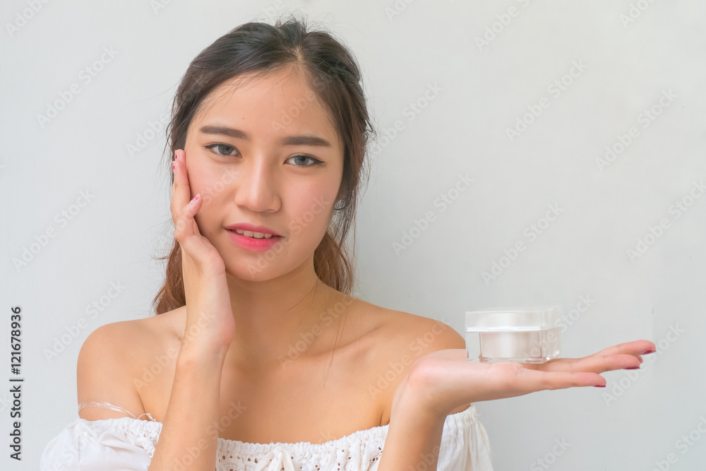 woman, close up studio on white background. Beauty female face w woman, close up studio on white background. Beauty female face w