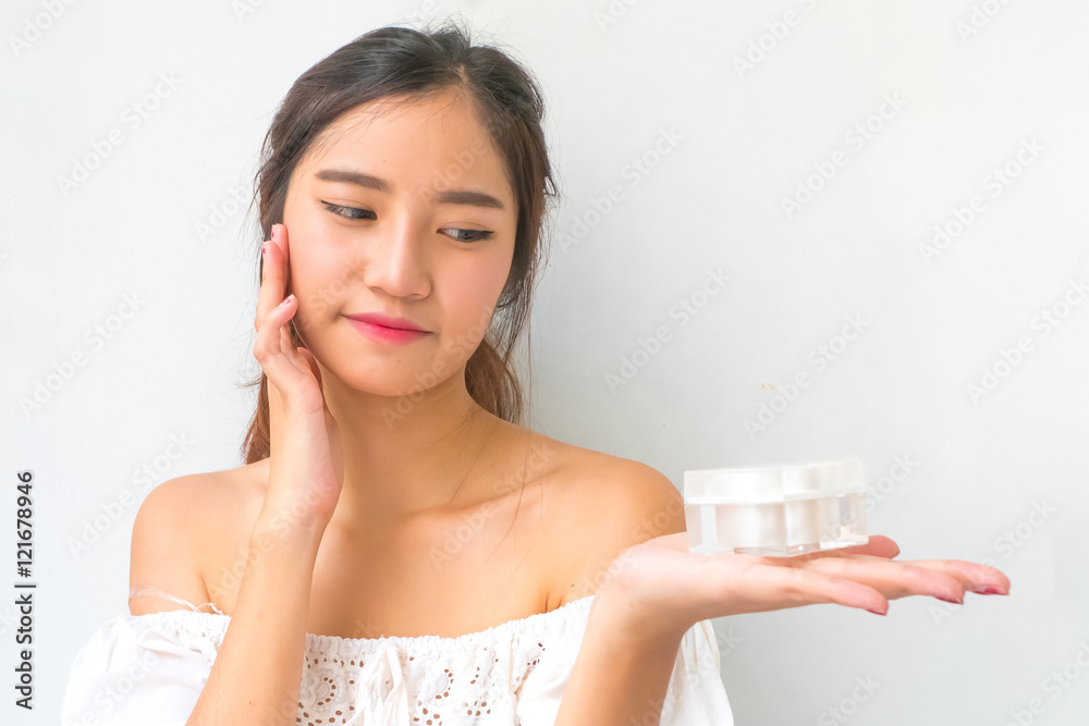 woman, close up studio on white background. Beauty female face w woman, close up studio on white background. Beauty female face w