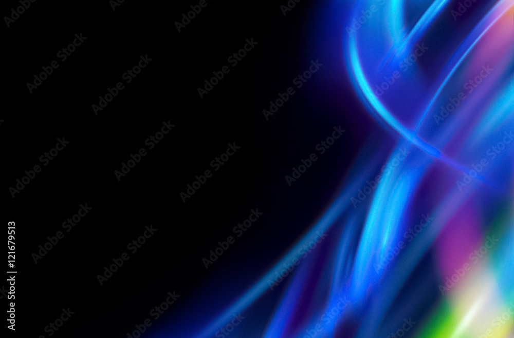 Colorful abstract  background. Glow lines. Curve lightings streaks on black background