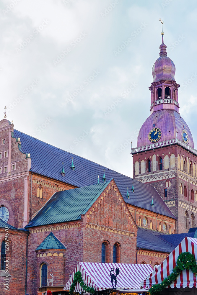 Christmas market at Dome Cathedral in Dome square in Riga